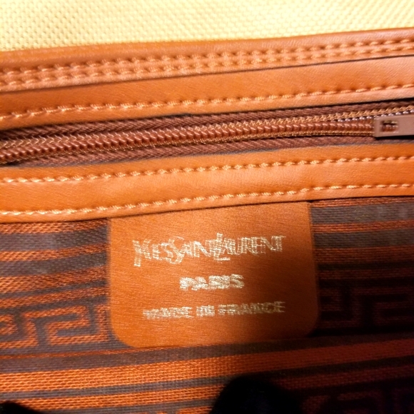 Vintage 1980's YVES SAINT LAURENT Canvas & Leather Clutch. - Picture 8 of 9